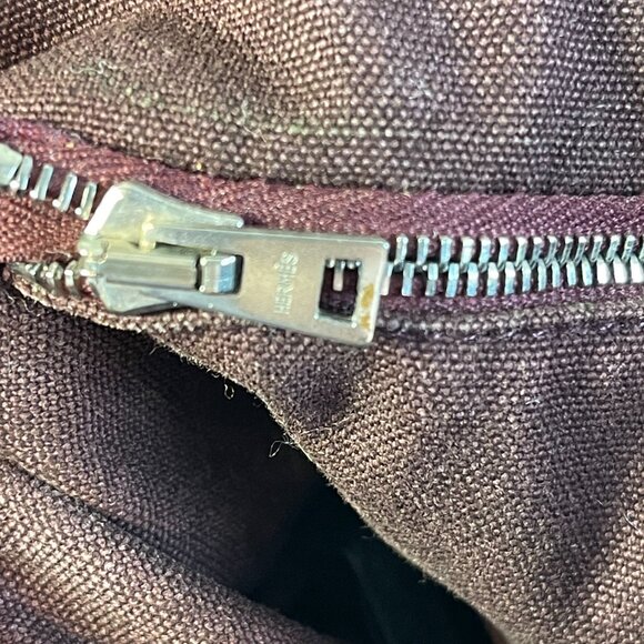 Hermes Vintage Hermès Toile Fourre-Tout MM - Brown/Red - Preowned - Picture 12 of 15